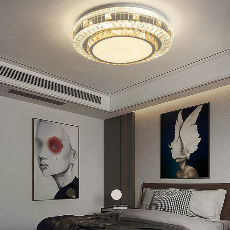 Crystal Round LED Ceiling Lamp Modern Style Flush Mount Light for Bedroom