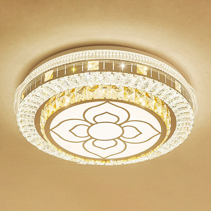Crystal Round LED Ceiling Lamp Modern Style Flush Mount Light for Bedroom