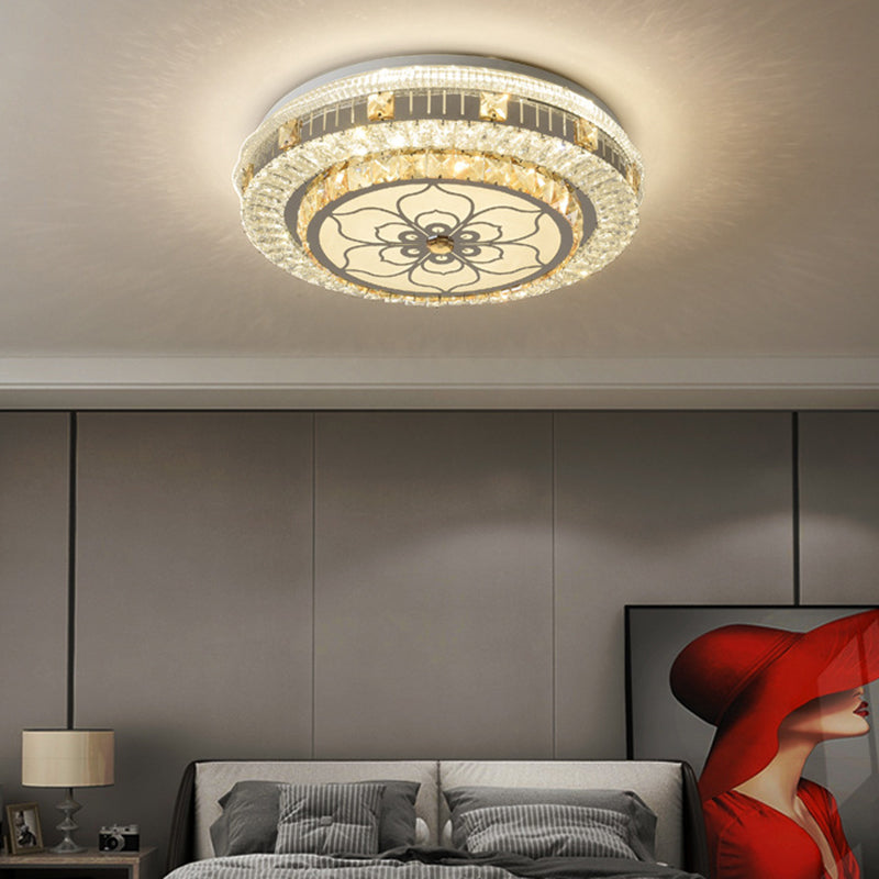 Crystal Round LED Ceiling Lamp Modern Style Flush Mount Light for Bedroom