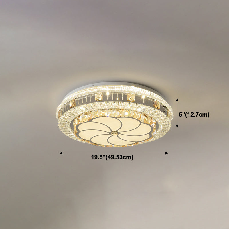 Crystal Round LED Ceiling Lamp Modern Style Flush Mount Light for Bedroom
