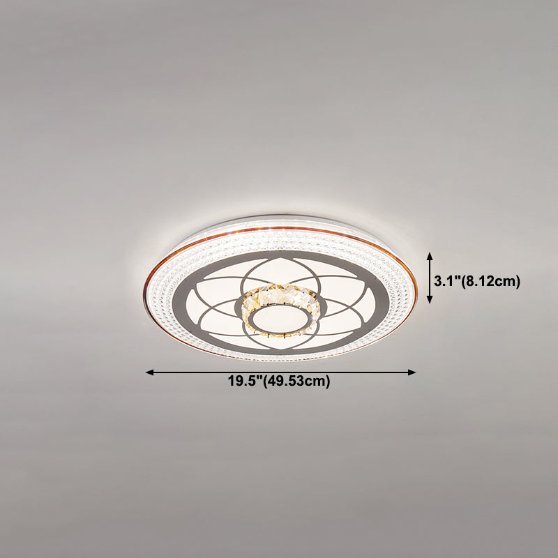 Crystal Round LED Ceiling Lamp Modern Style Flush Mount Light for Bedroom