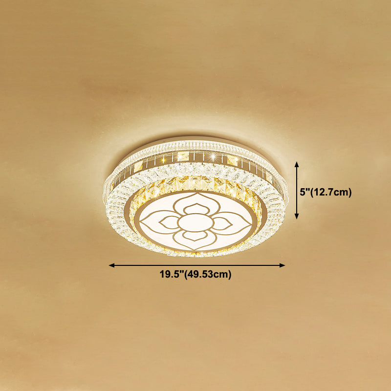 Crystal Round LED Ceiling Lamp Modern Style Flush Mount Light for Bedroom