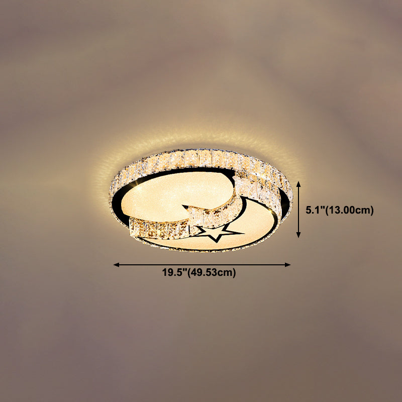 Crystal Round LED Ceiling Lamp Modern Style Flush Mount Light for Bedroom