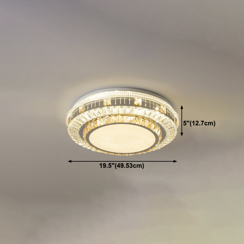 Crystal Round LED Ceiling Lamp Modern Style Flush Mount Light for Bedroom