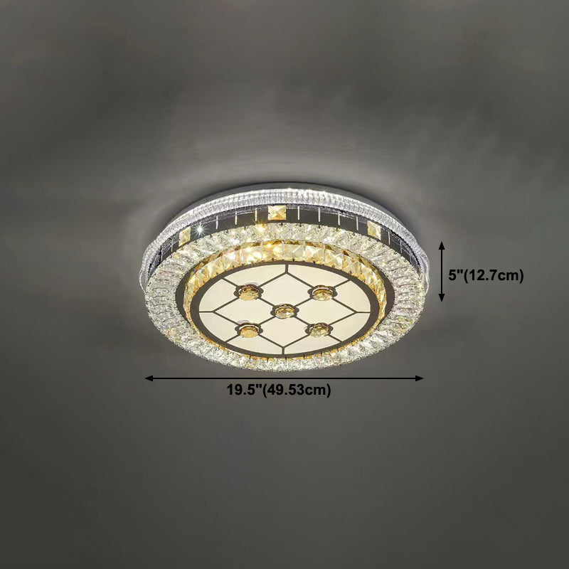 Crystal Round LED Ceiling Lamp Modern Style Flush Mount Light for Bedroom