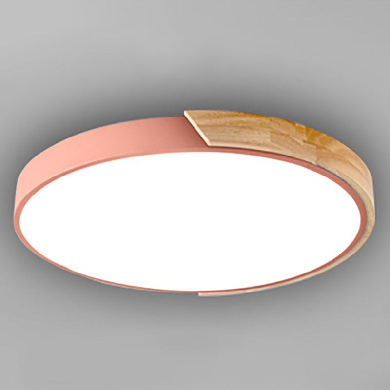 1 Light Round Flush Mount Light Modern Style Metal Flush Mount Lamp