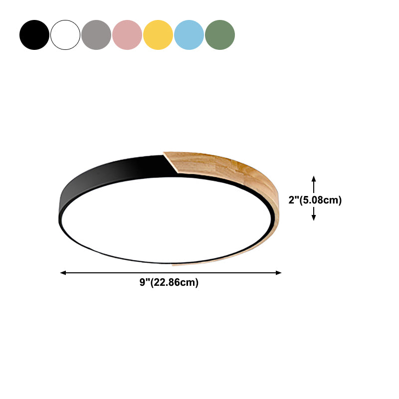 1 Light Round Flush Mount Light Modern Style Metal Flush Mount Lamp