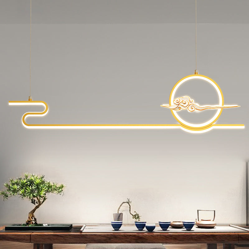 Contemporary Linear Pendant Lighting Fixtures Metal 2 Light Island Light Fixtures