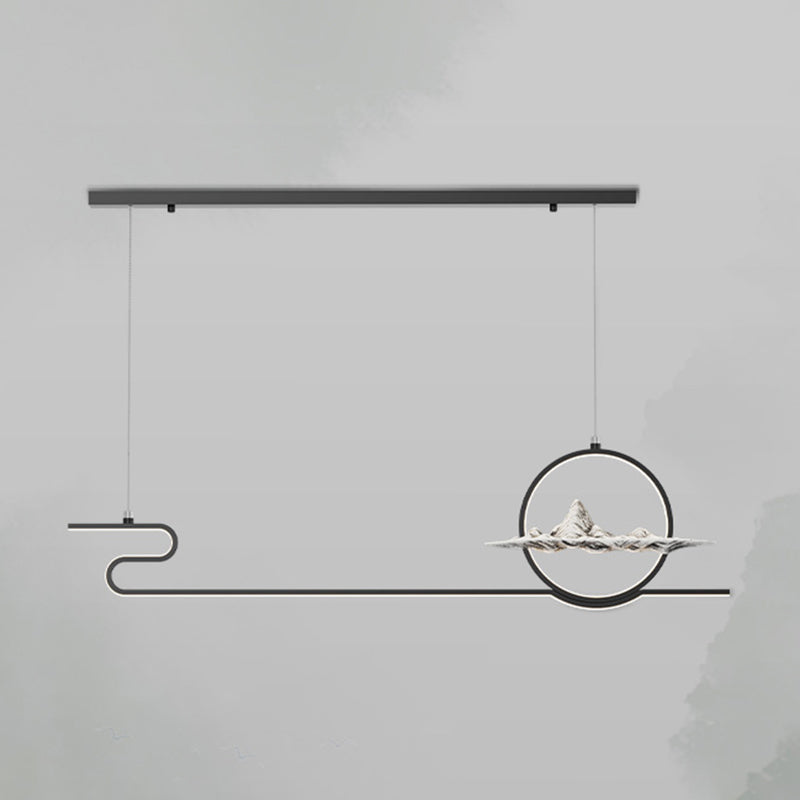 Contemporary Linear Pendant Lighting Fixtures Metal 2 Light Island Light Fixtures