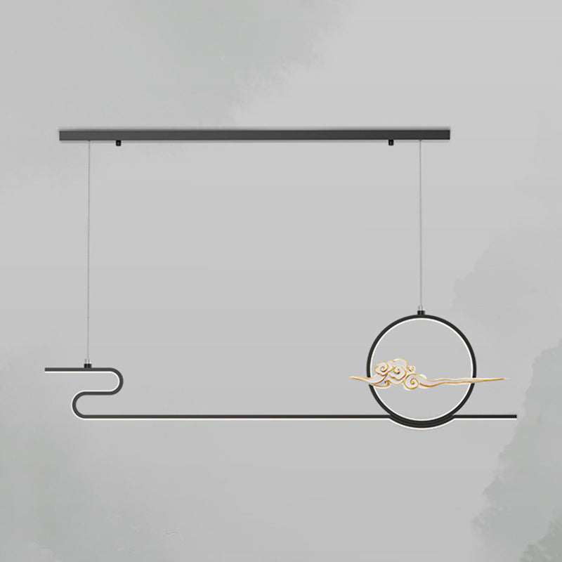 Contemporary Linear Pendant Lighting Fixtures Metal 2 Light Island Light Fixtures