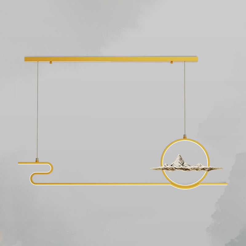 Contemporary Linear Pendant Lighting Fixtures Metal 2 Light Island Light Fixtures