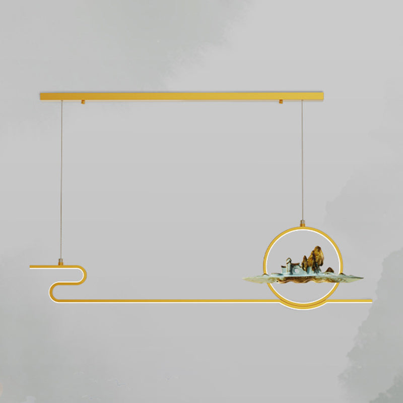 Contemporary Linear Pendant Lighting Fixtures Metal 2 Light Island Light Fixtures