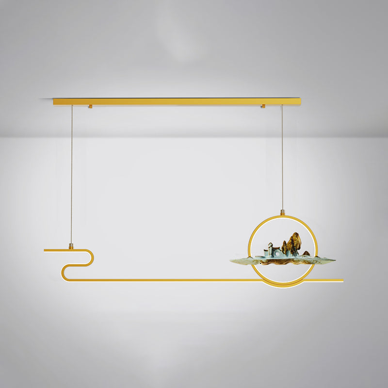 Contemporary Linear Pendant Lighting Fixtures Metal 2 Light Island Light Fixtures