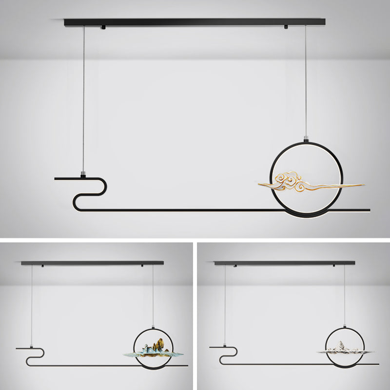 Contemporary Linear Pendant Lighting Fixtures Metal 2 Light Island Light Fixtures