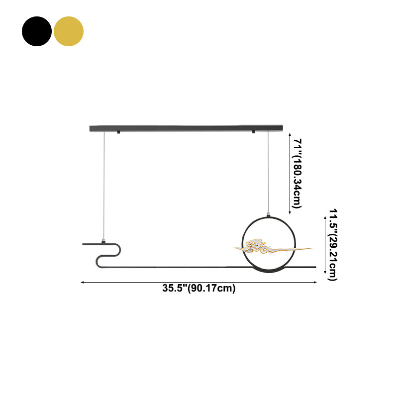 Contemporary Linear Pendant Lighting Fixtures Metal 2 Light Island Light Fixtures