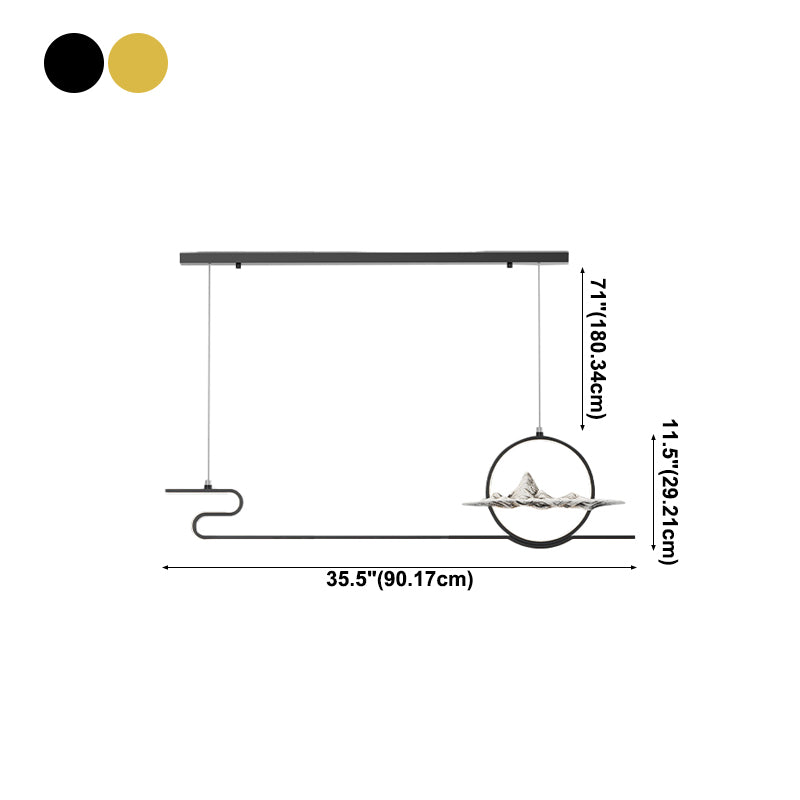 Contemporary Linear Pendant Lighting Fixtures Metal 2 Light Island Light Fixtures