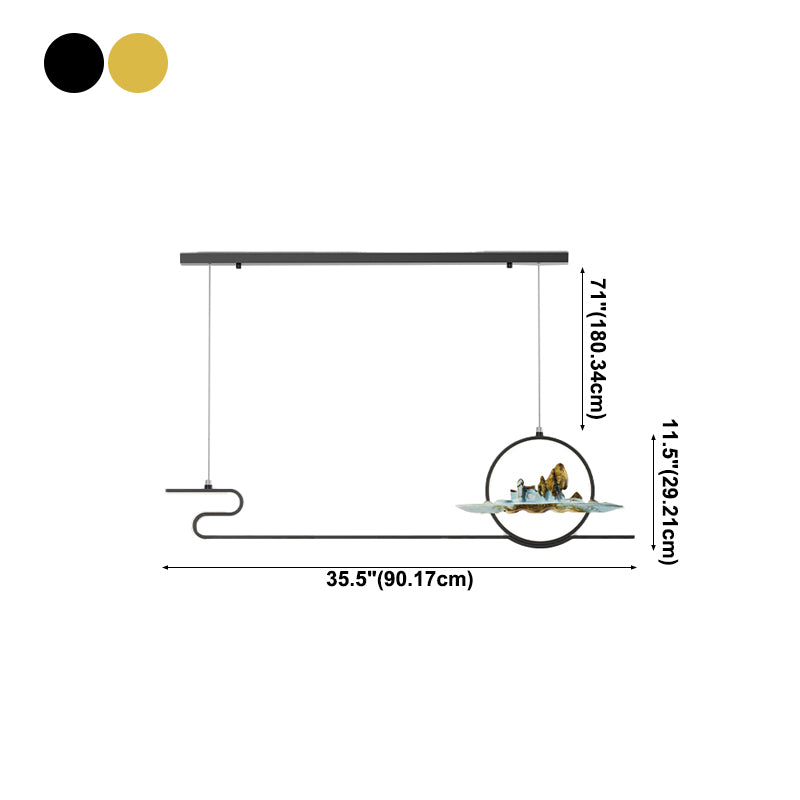 Contemporary Linear Pendant Lighting Fixtures Metal 2 Light Island Light Fixtures