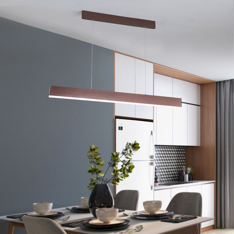 Contemporary Style Linear Shape Island Light Metal 1 Light Island Pendant Light in Brown