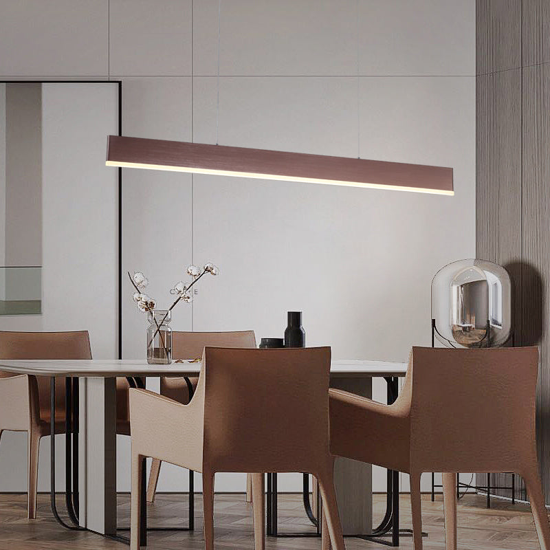 Contemporary Style Linear Shape Island Light Metal 1 Light Island Pendant Light in Brown