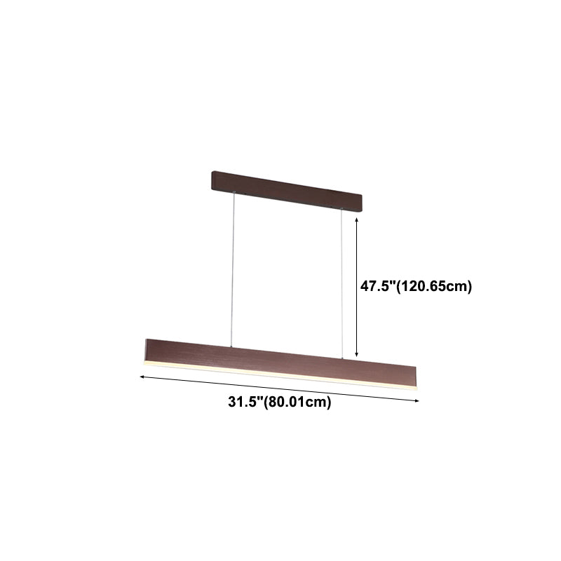 Contemporary Style Linear Shape Island Light Metal 1 Light Island Pendant Light in Brown
