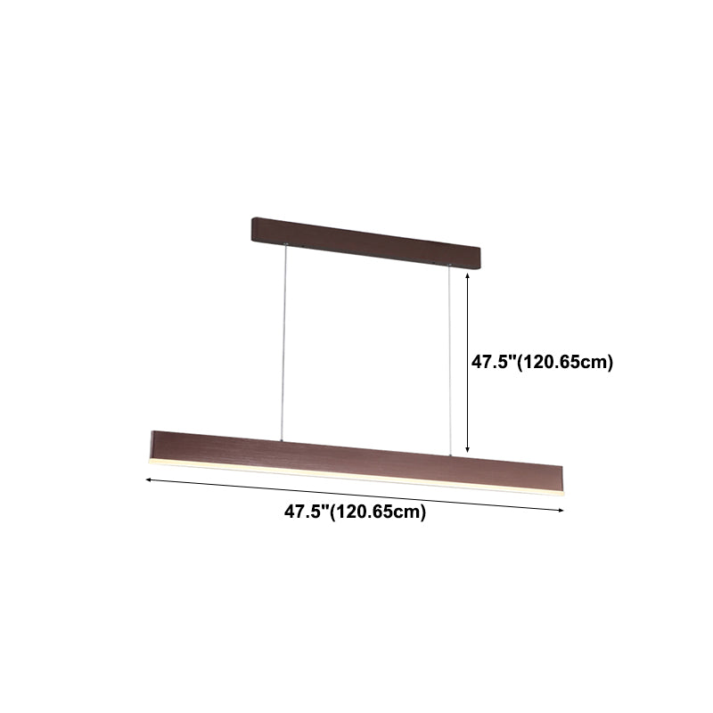 Contemporary Style Linear Shape Island Light Metal 1 Light Island Pendant Light in Brown