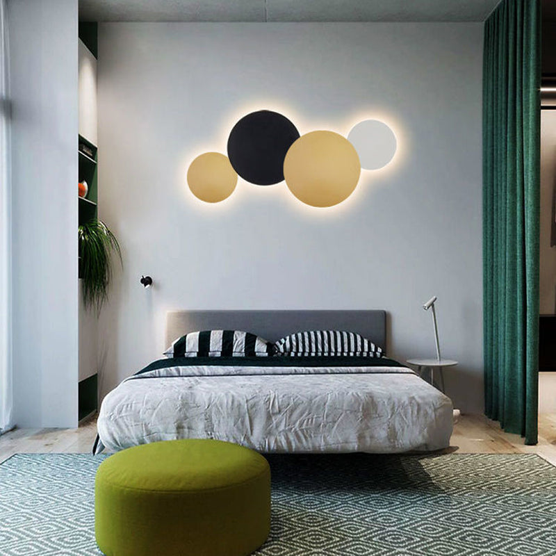 Round LED Wall Mount Light 1-Light Wall Sconce Light with Iron Shade for Living Room