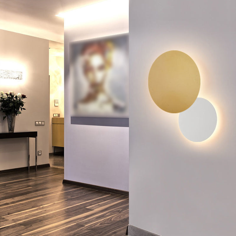 Round LED Wall Mount Light 1-Light Wall Sconce Light with Iron Shade for Living Room