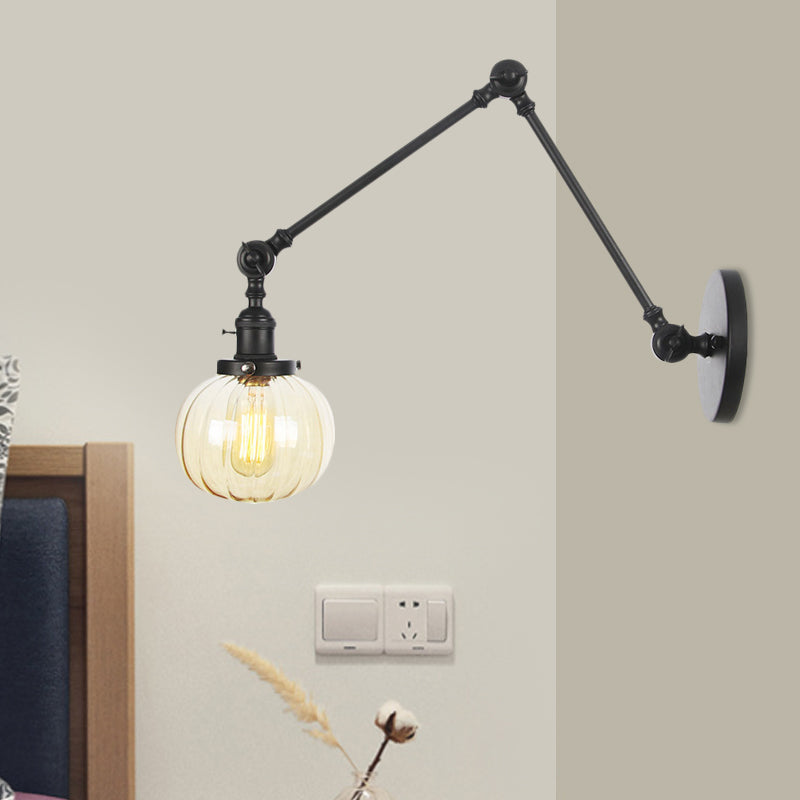 Globe Clear/Bamernglas Wandmontage Lighting Vintage 1 Leichte Innenleuchte in Messing/Chrom/Schwarz mit verstellbarem Arm, 8 "+8"/8 "+8" +8 "l