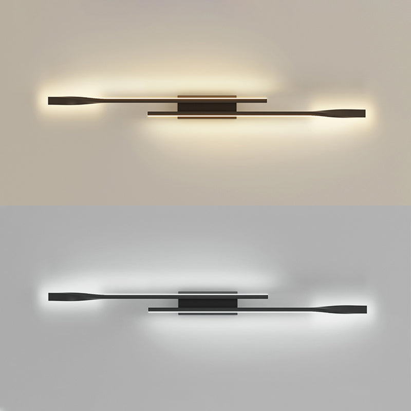 Linear Shape Metal Wall Lights Modern Style Wall Sconce Lights in Black