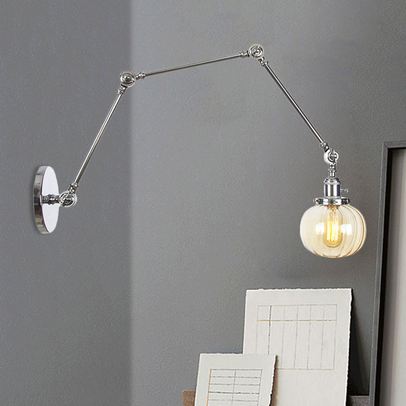 Globe Clear/Bamernglas Wandmontage Lighting Vintage 1 Leichte Innenleuchte in Messing/Chrom/Schwarz mit verstellbarem Arm, 8 "+8"/8 "+8" +8 "l