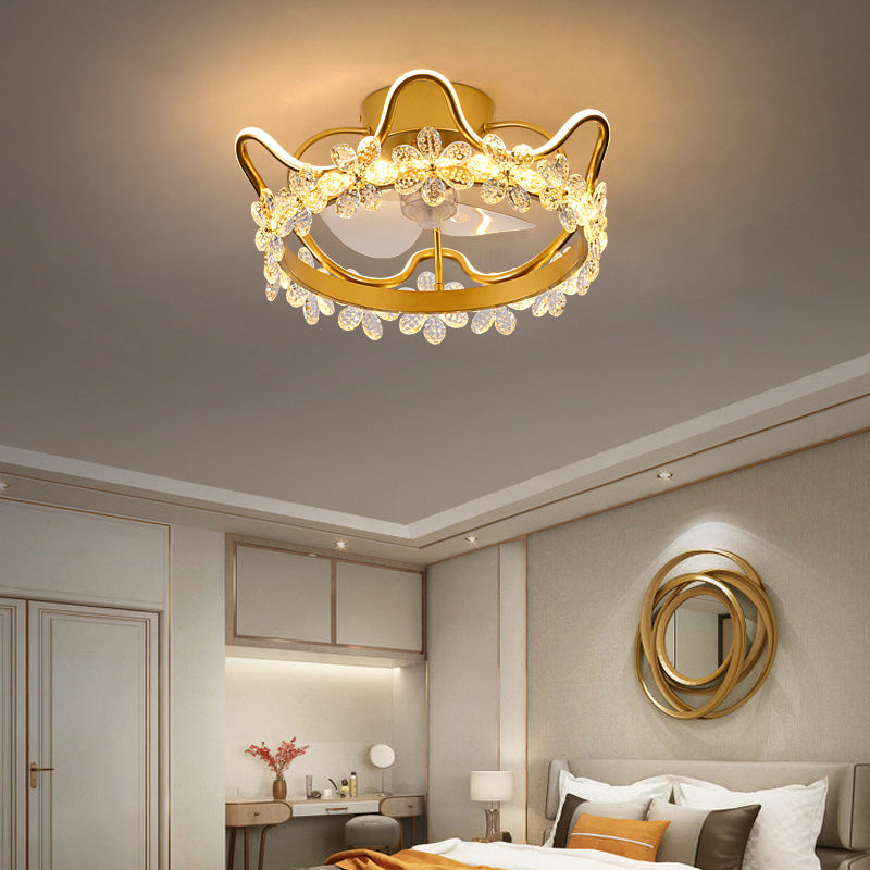 2 Light Ceiling Fan Lighting Modern Style Metal Ceiling Fan Light for Children's Room