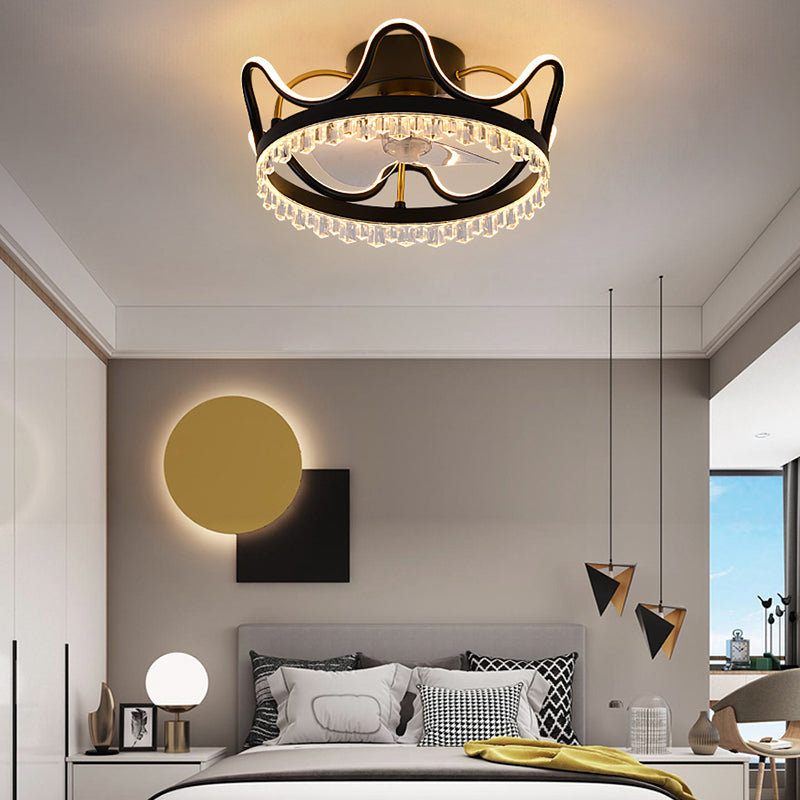 2 Light Ceiling Fan Lighting Modern Style Metal Ceiling Fan Light for Children's Room