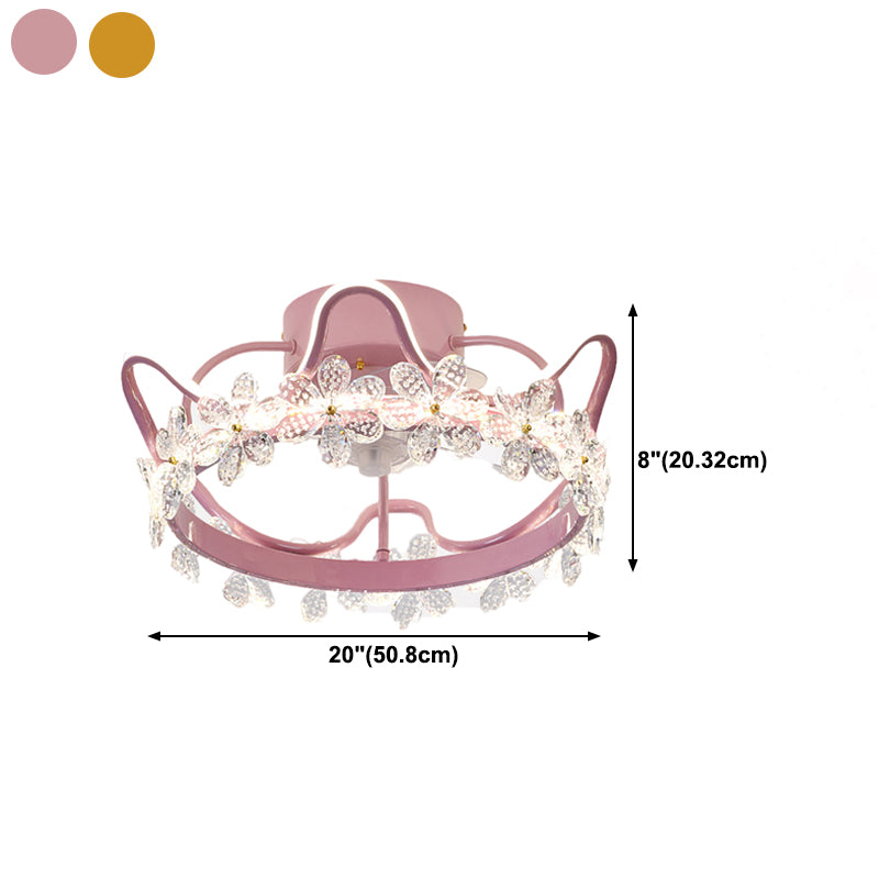 2 Light Ceiling Fan Lighting Modern Style Metal Ceiling Fan Light for Children's Room