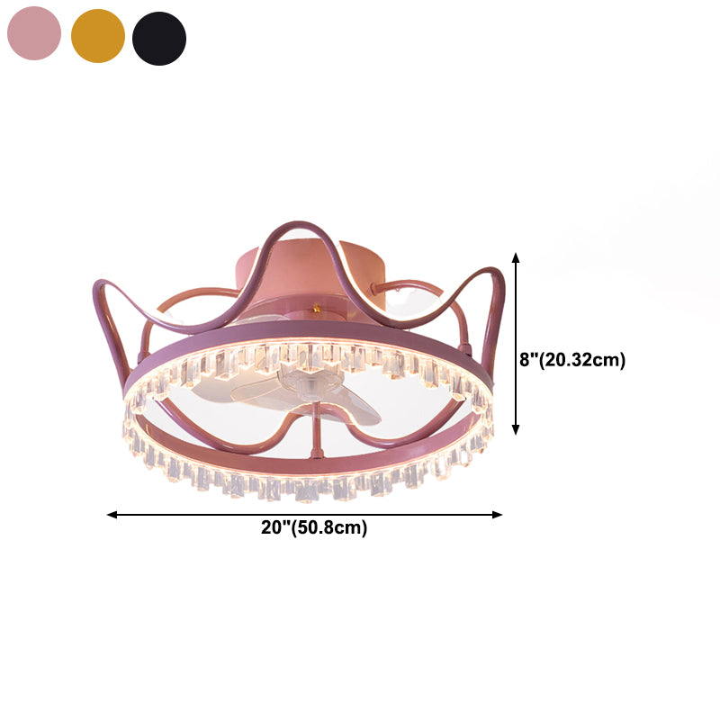 2 Light Ceiling Fan Lighting Modern Style Metal Ceiling Fan Light for Children's Room