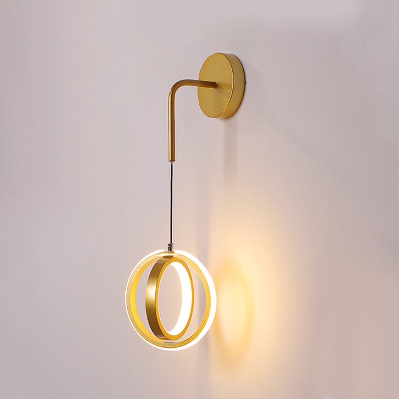 2-Lights Metal Geometric Wall Light Modern Hanging Wall Sconce for Bedroom
