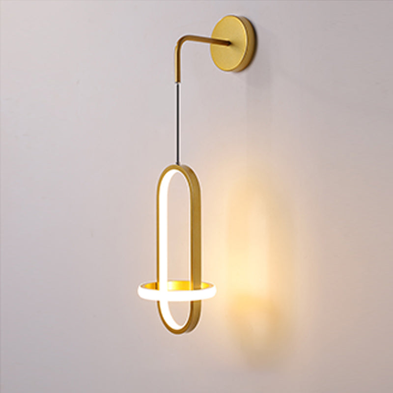 2-Lights Metal Geometric Wall Light Modern Hanging Wall Sconce for Bedroom