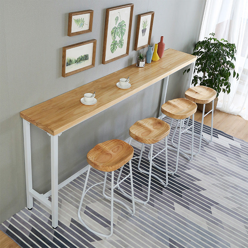 1/5/9 Pieces Industrial Rectangular Bar Table Set Wooden Counter Table with High Stools