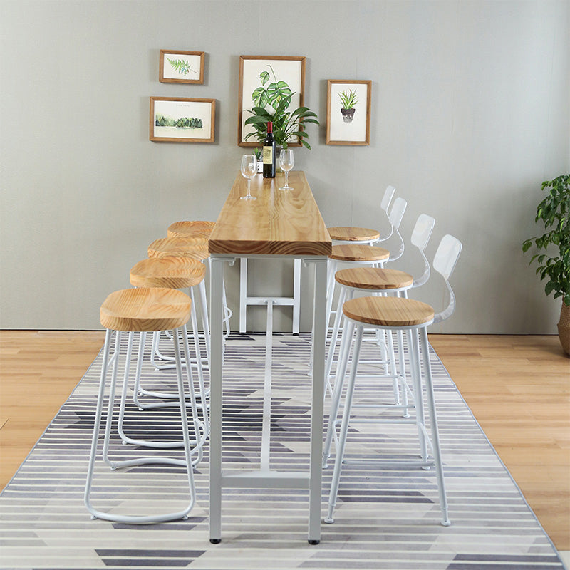 1/5/9 Pieces Industrial Rectangular Bar Table Set Wooden Counter Table with High Stools