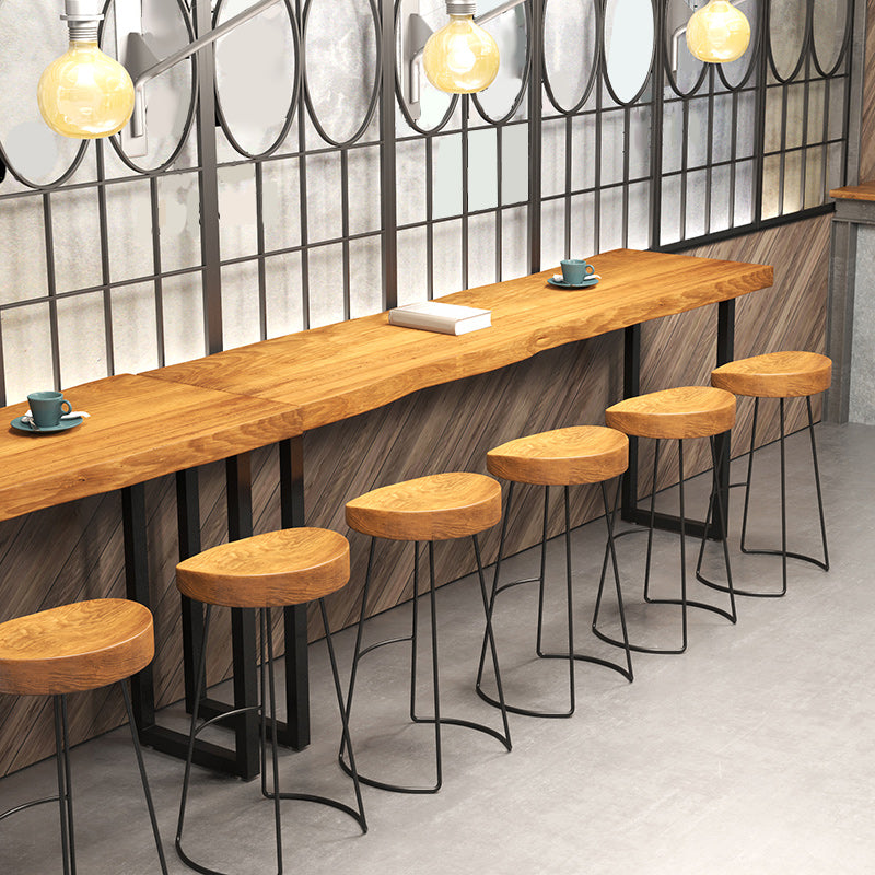 Industrial Solid Wood Natural Bistro Accent Dining Table Sled Bar Table