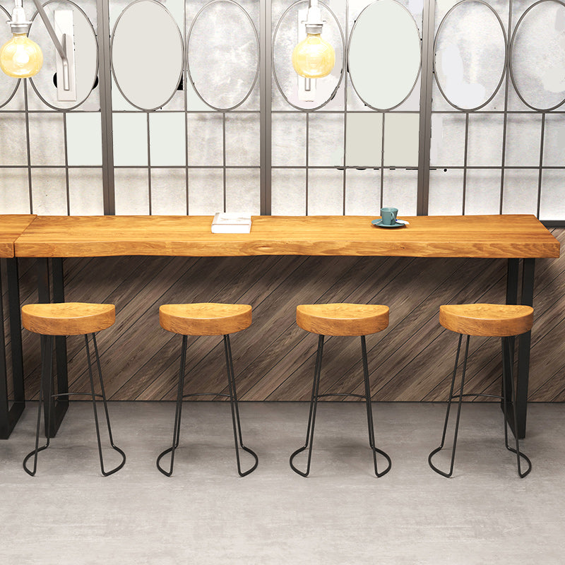 Industrial Solid Wood Natural Bistro Accent Dining Table Sled Bar Table