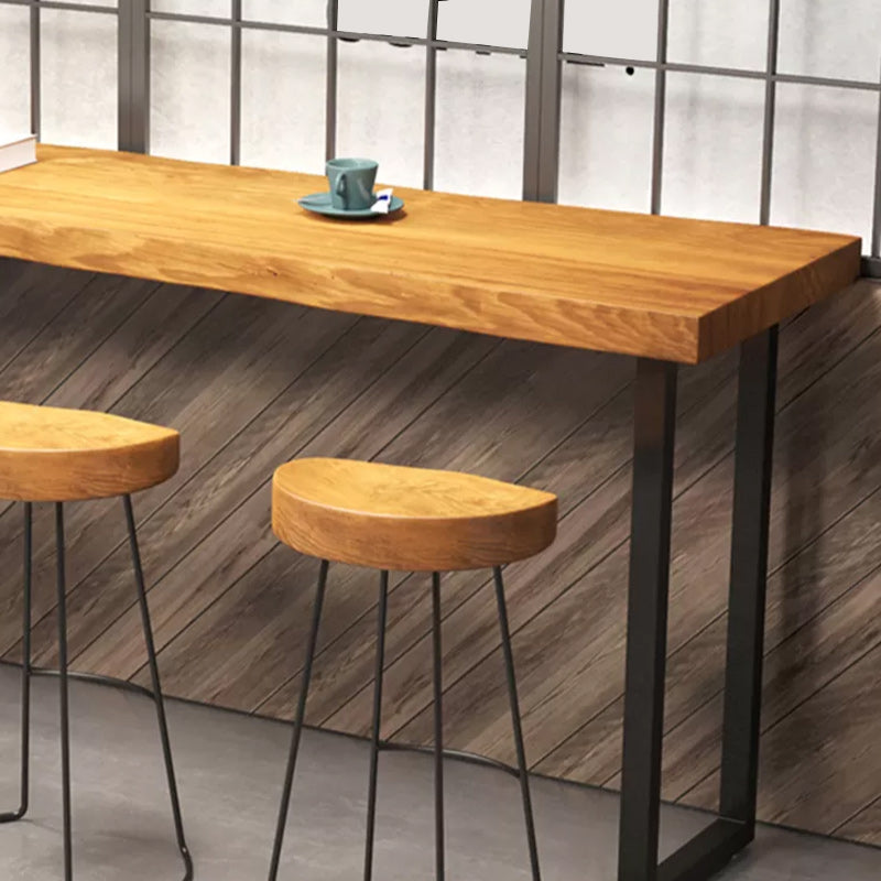 Industrial Solid Wood Natural Bistro Accent Dining Table Sled Bar Table