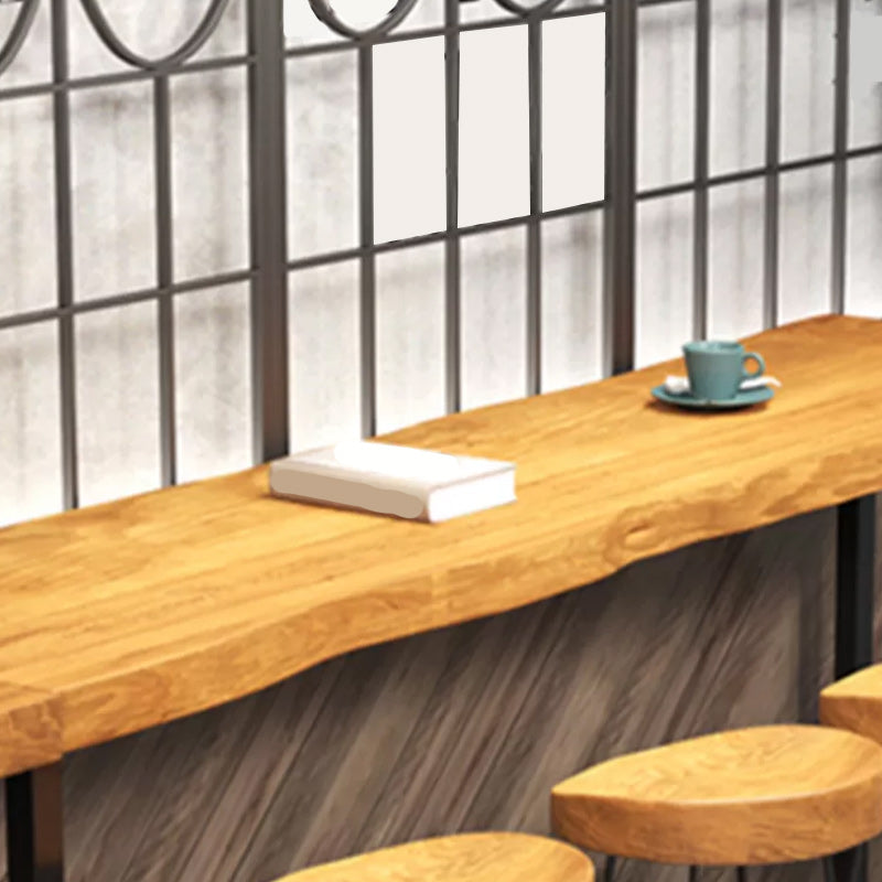 Industrial Solid Wood Natural Bistro Accent Dining Table Sled Bar Table