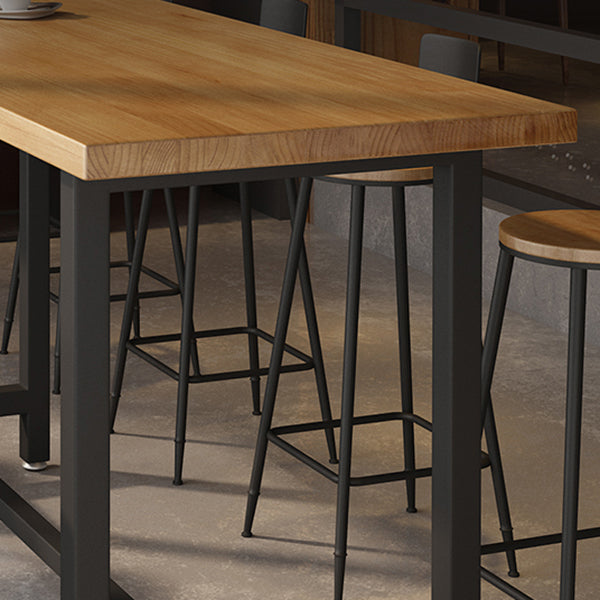 Rectangle Wood Top Counter Table Industrial Style Bar Table for Restaurant