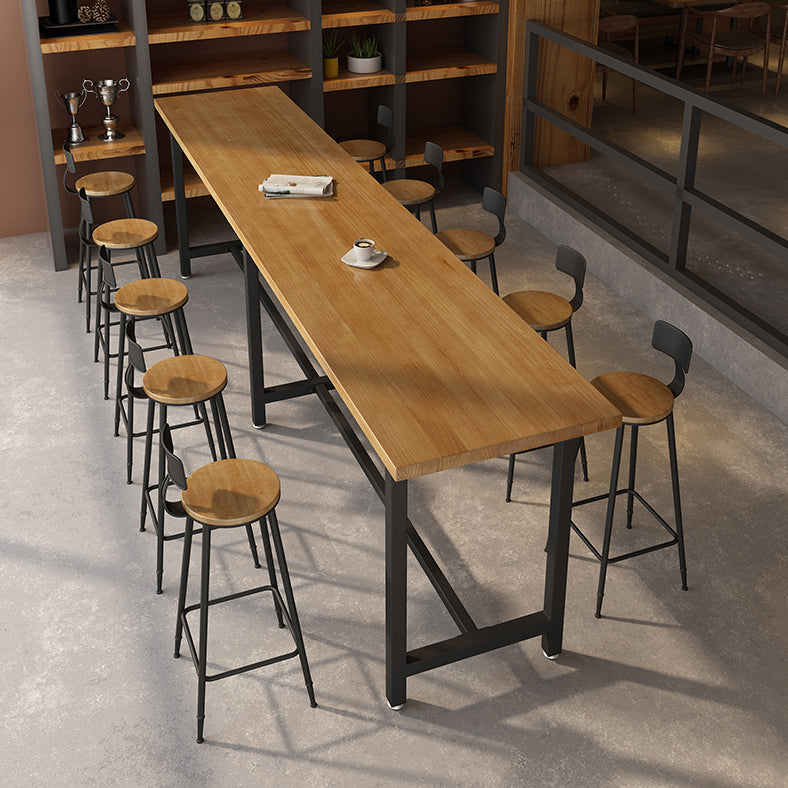 Rectangle Wood Top Counter Table Industrial Style Bar Table for Restaurant