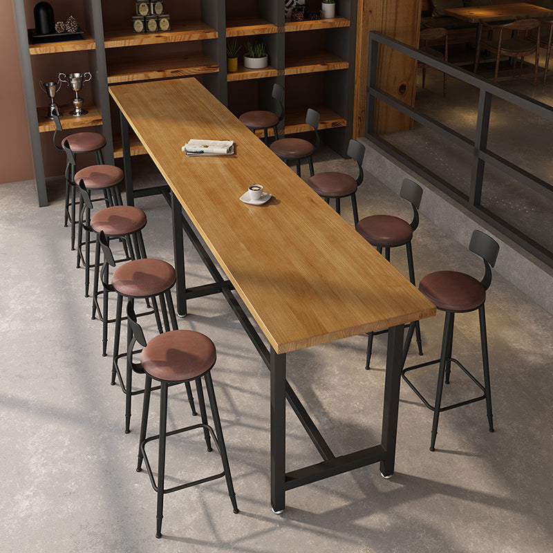 Rectangle Wood Top Counter Table Industrial Style Bar Table for Restaurant