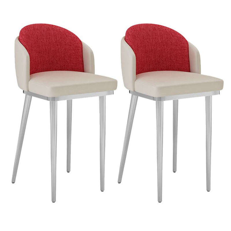 30.34'' Leather Glam Bar Stool Matte Finish Upholstered Restaurant Stool