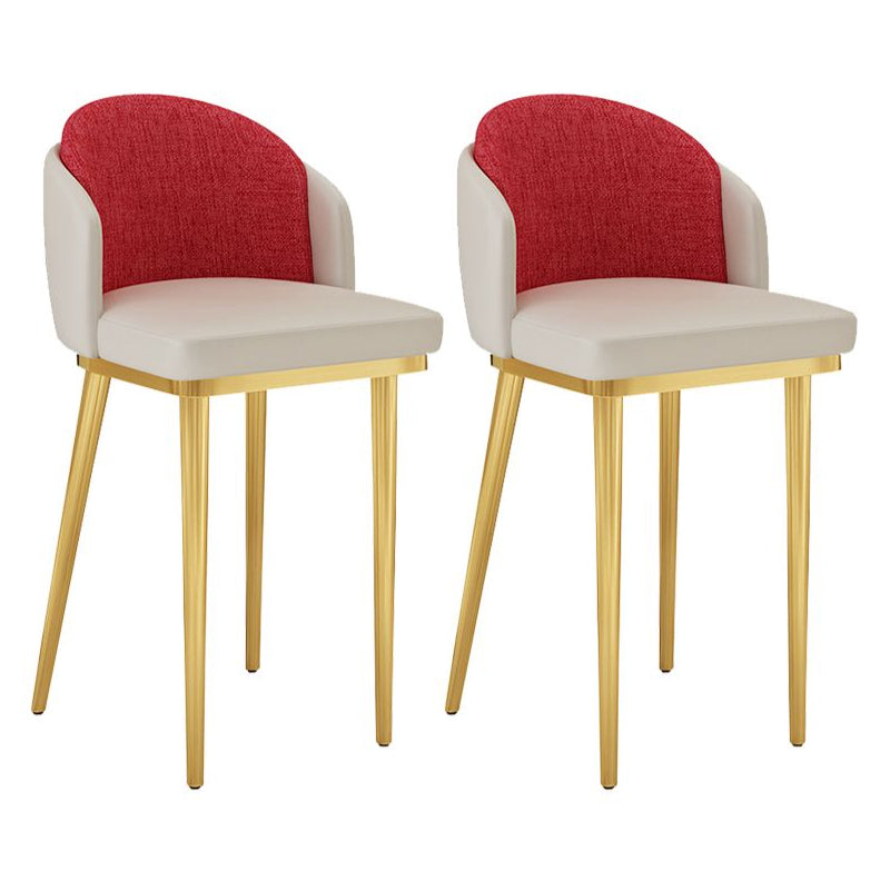 30.34'' Leather Glam Bar Stool Matte Finish Upholstered Restaurant Stool