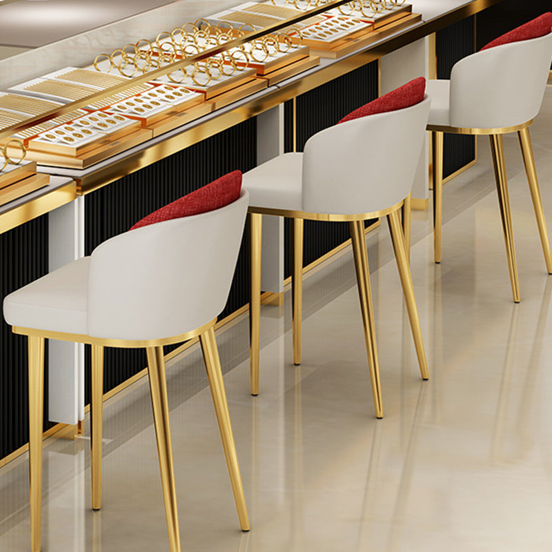 30.34'' Leather Glam Bar Stool Matte Finish Upholstered Restaurant Stool