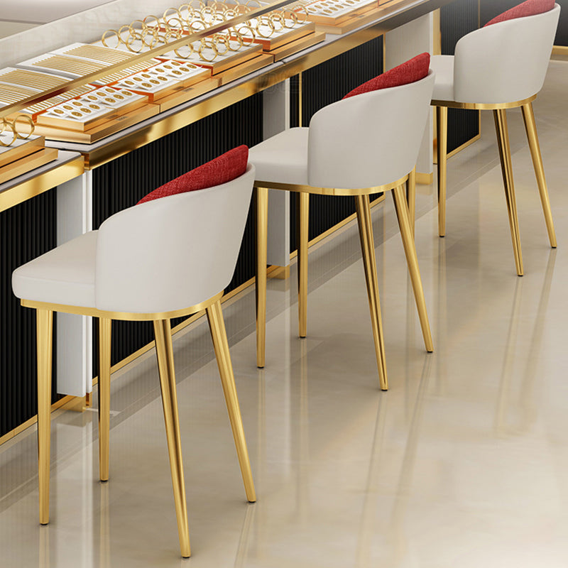 30.34'' Leather Glam Bar Stool Matte Finish Upholstered Restaurant Stool