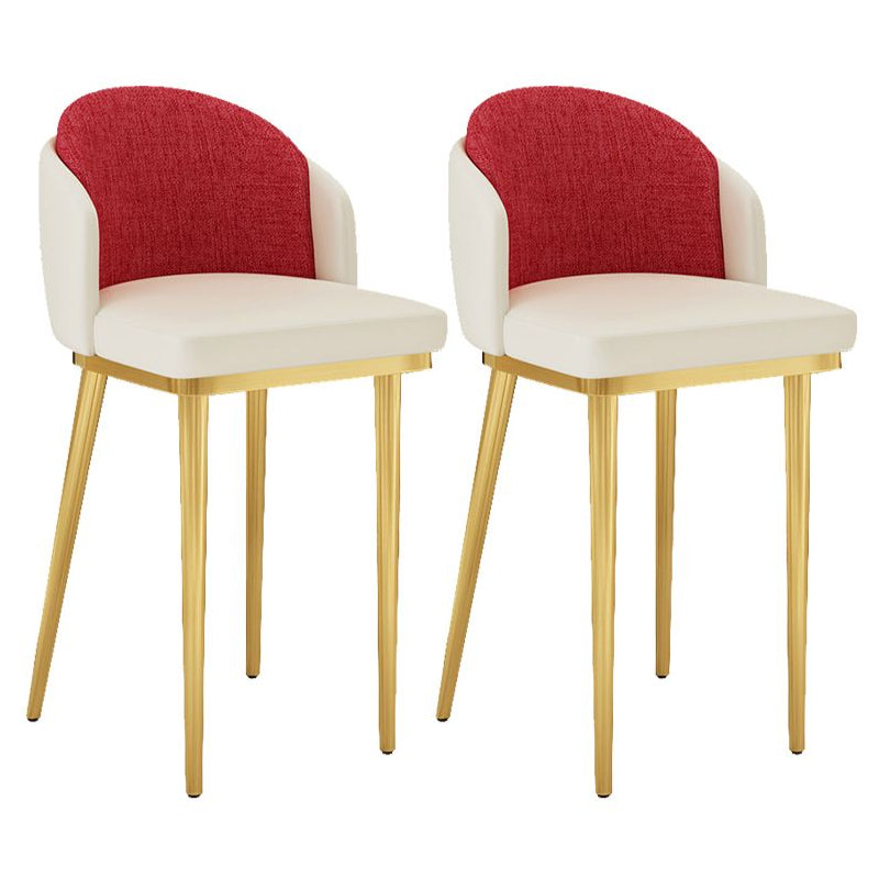 30.34'' Leather Glam Bar Stool Matte Finish Upholstered Restaurant Stool